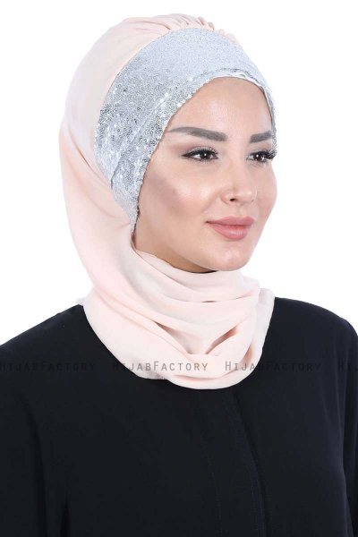Olga - Beige & Sølv Praktisk Hijab