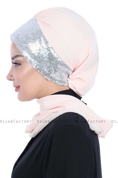 Olga - Beige & Sølv Praktisk Hijab