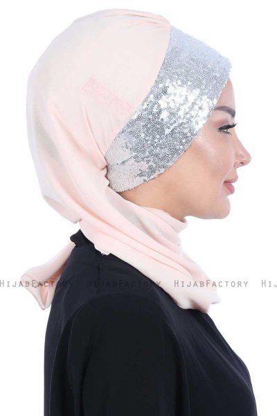 Olga - Beige & Sølv Praktisk Hijab