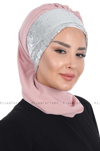 Olga - Gammelrosa & Sølv Praktisk Hijab