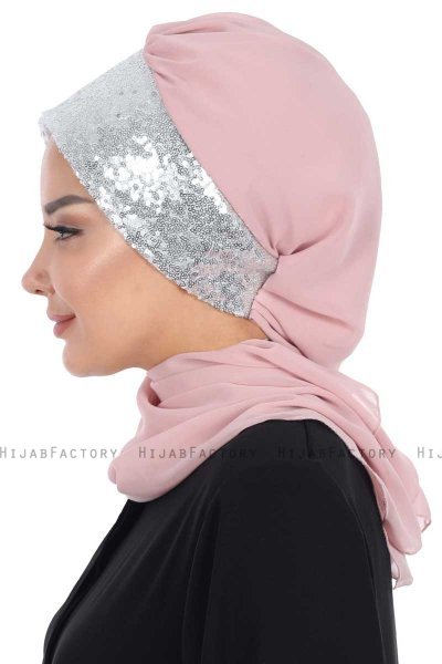 Olga - Gammelrosa & Sølv Praktisk Hijab