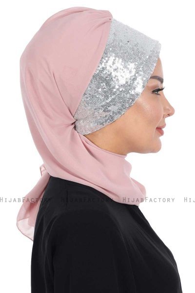 Olga - Gammelrosa & Sølv Praktisk Hijab
