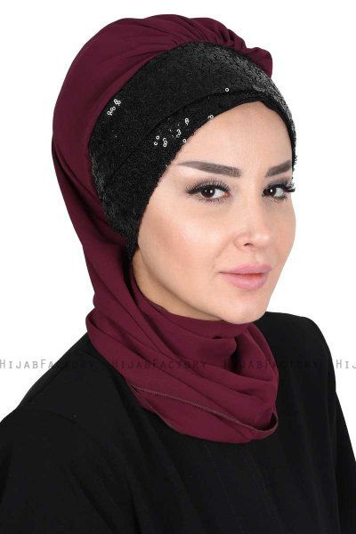 Olga - Plomme & Svart Praktisk Hijab