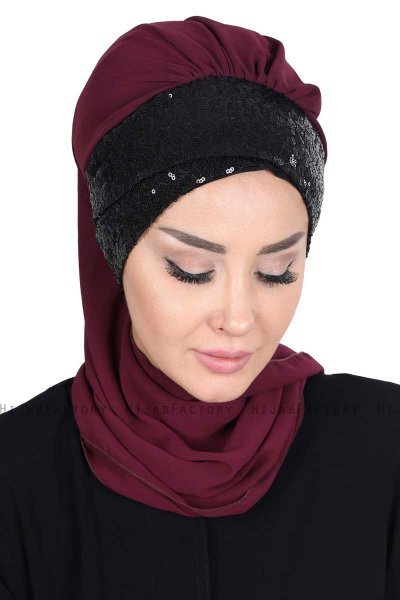 Olga - Plomme & Svart Praktisk Hijab