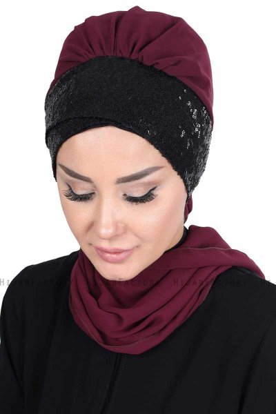 Olga - Plomme & Svart Praktisk Hijab