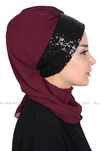 Olga - Plomme & Svart Praktisk Hijab