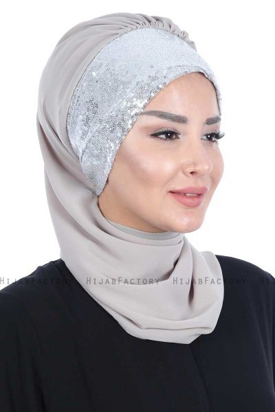 Olga - Taupe & Sølv Praktisk Hijab