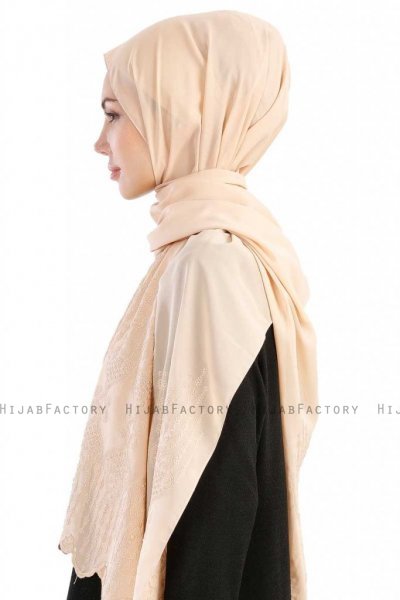 Özlem Beige Hijab Sjal Madame Polo 130007-3