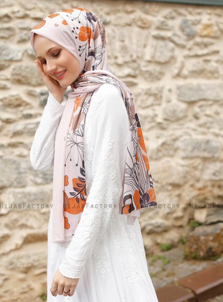 Pariza - Brun Blad Mønstret Hijab