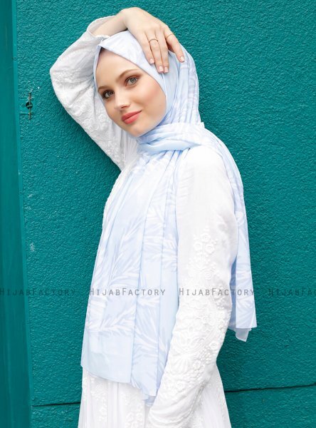 Pariza - Lyseblå Mønstret Hijab