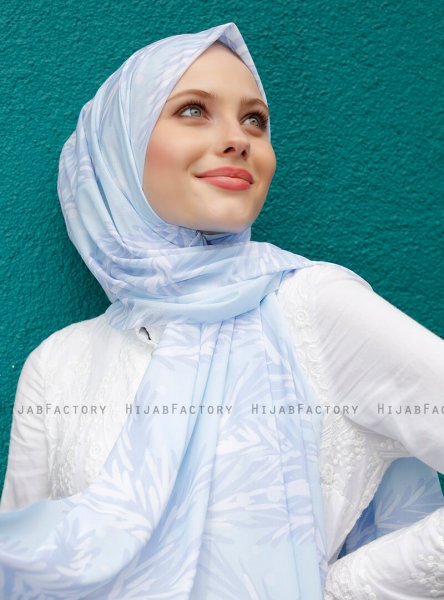 Pariza - Lyseblå Mønstret Hijab