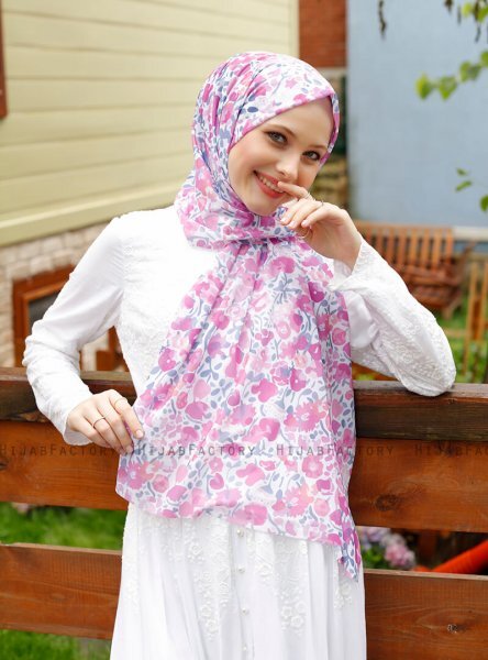 Pariza - Mørk Rosa Mønstret Hijab