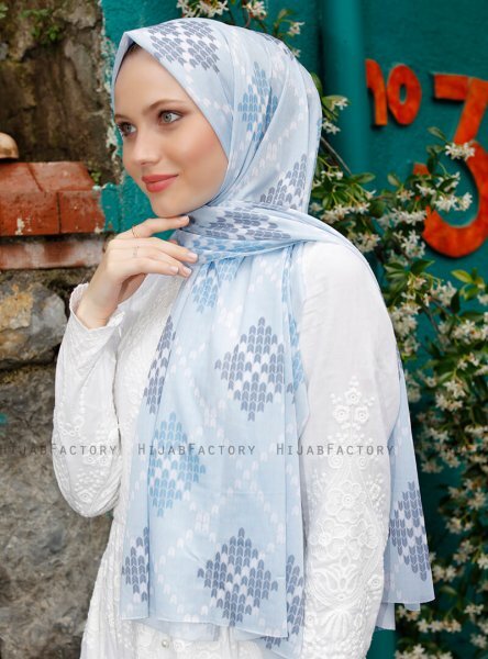 Pariza - Indigo Mønstret Hijab
