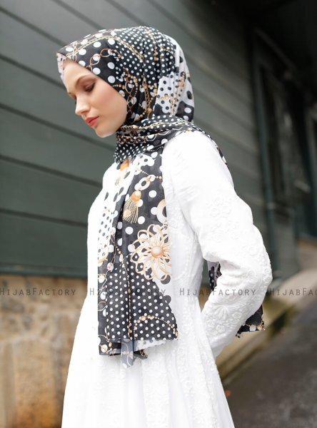 Pariza - Svart Mønstret Hijab