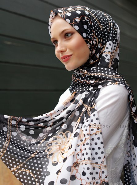 Pariza - Svart Mønstret Hijab