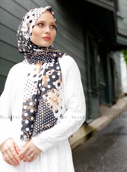 Pariza - Svart Mønstret Hijab
