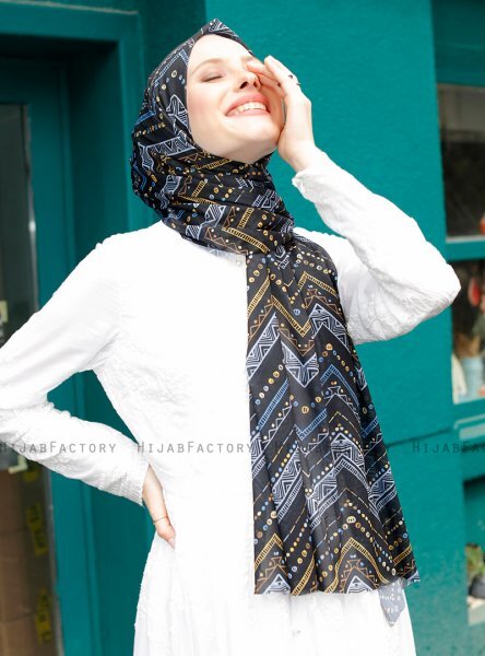 Pariza - Svart Sirkel Mønstret Hijab