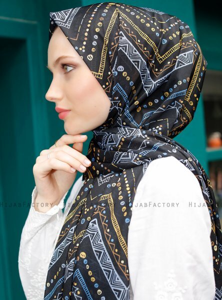 Pariza - Svart Sirkel Mønstret Hijab