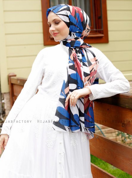 Pariza - Hvit Mønstret Hijab