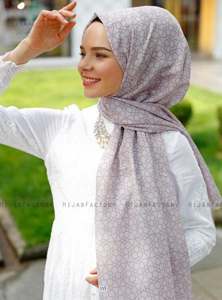 Pareesa - Taupe Mønstret Hijab - Sal Evi