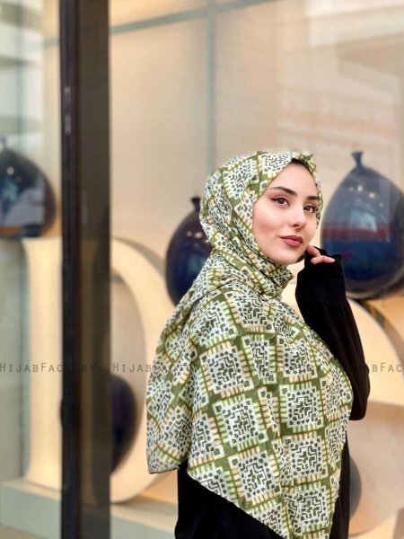 Parisha - Grønn Mønstret Bomull Hijab - Mirach