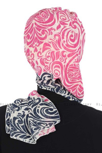 Regina - Marineblå & Fuchsia Chiffon Instant Turban