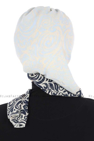Regina - Marineblå & Lyseblå Chiffon Instant Turban