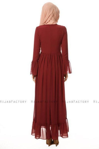 Samiya - Bordeaux Chiffon Kjole - Burun