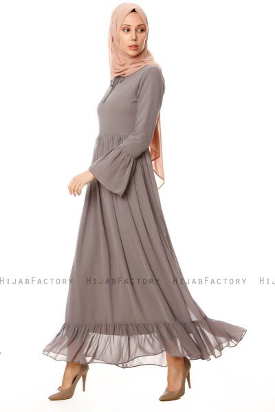 Samiya - Grå Chiffon Kjole - Burun