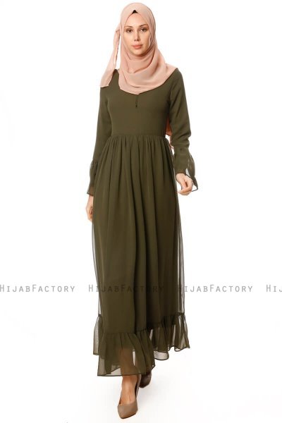 Samiya - Khaki Chiffon Kjole - Burun