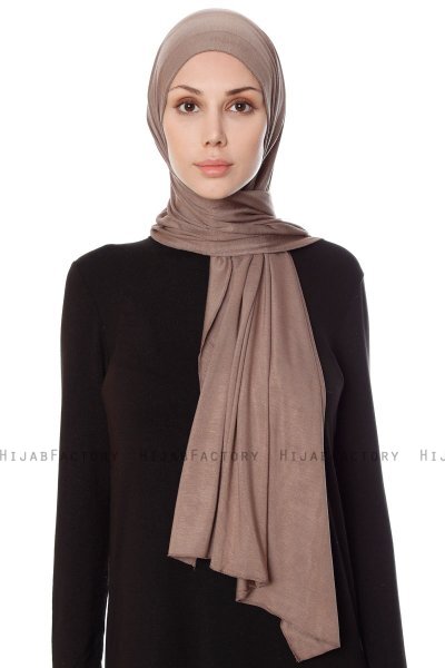 Seda - Mørk Taupe Jersey Hijab - Ecardin