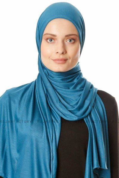 Seda - Petrolblå Jersey Hijab - Ecardin