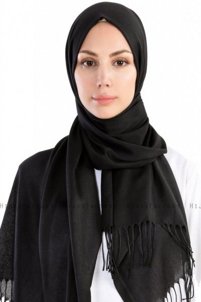 Selin Svart Pashmina Hijab Sjal Özsoy 160001-1