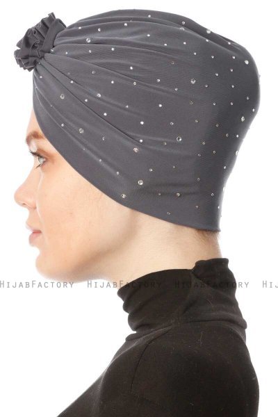 Shereen - Antrasitt Crepe Chiffon Turban - Sehr-i Sal