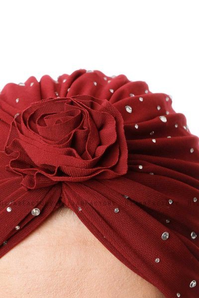 Shereen - Bordeaux Crepe Chiffon Turban - Sehr-i Sal