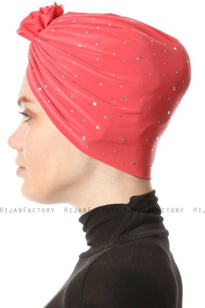Shereen - Bringebærrød Crepe Chiffon Turban - Sehr-i Sal