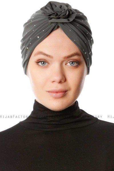 Shereen - Khaki Crepe Chiffon Turban - Sehr-i Sal