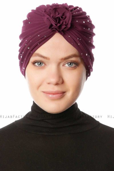 Shereen - Lilla Crepe Chiffon Turban - Sehr-i Sal