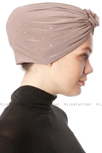Shereen - Lys Taupe Crepe Chiffon Turban - Sehr-i Sal