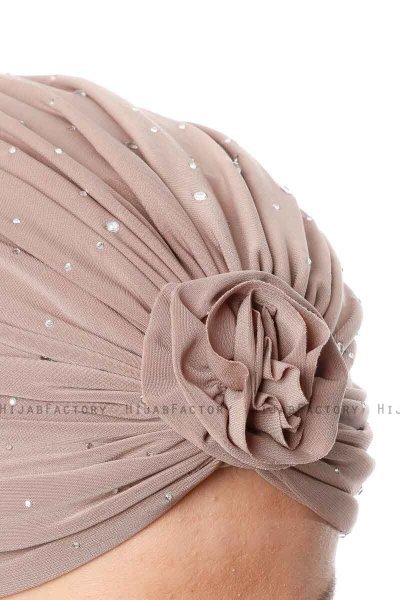 Shereen - Lys Taupe Crepe Chiffon Turban - Sehr-i Sal