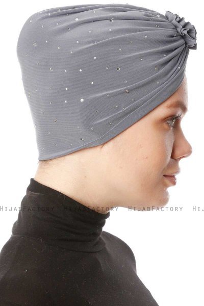 Shereen - Mørk Grå Crepe Chiffon Turban - Sehr-i Sal