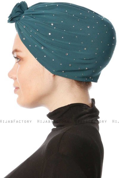 Shereen - Mørk Grønn Crepe Chiffon Turban - Sehr-i Sal