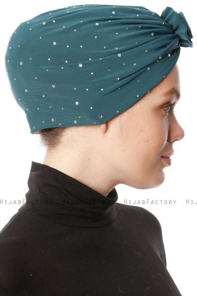 Shereen - Mørk Grønn Crepe Chiffon Turban - Sehr-i Sal