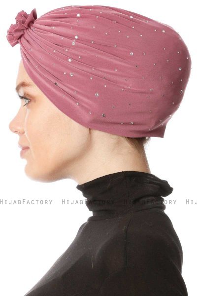 Shereen - Mørk Rosa Crepe Chiffon Turban - Sehr-i Sal
