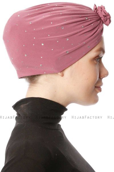 Shereen - Mørk Rosa Crepe Chiffon Turban - Sehr-i Sal