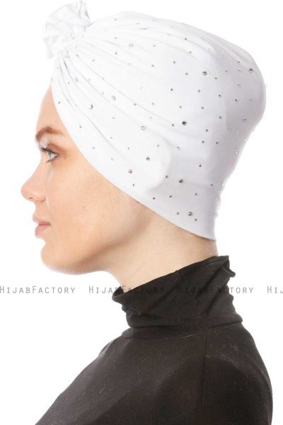 Shereen - Hvit Crepe Chiffon Turban - Sehr-i Sal