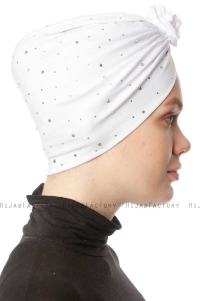 Shereen - Hvit Crepe Chiffon Turban - Sehr-i Sal