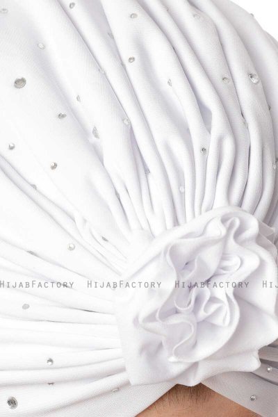 Shereen - Hvit Crepe Chiffon Turban - Sehr-i Sal