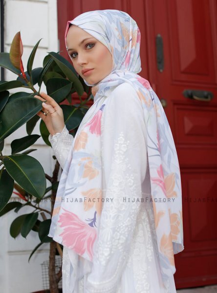Yumna - Mørk Rosa Mønstret Hijab