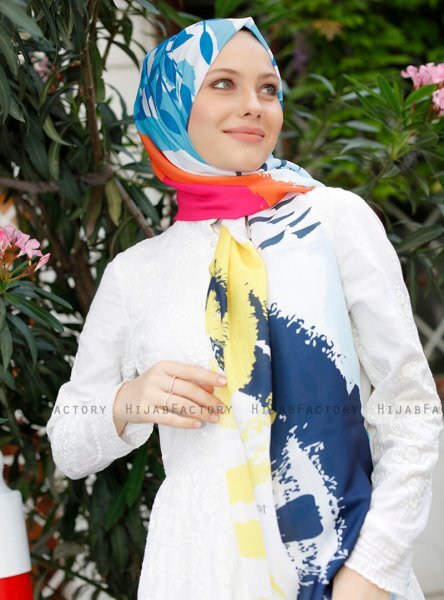 Yumna - Turkis Mønstret Hijab